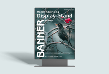Free Modern Advertising Display Stand Banner Mockup Template