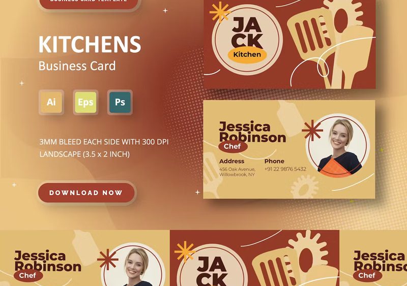 Kitchen Chef Business Card Design Template