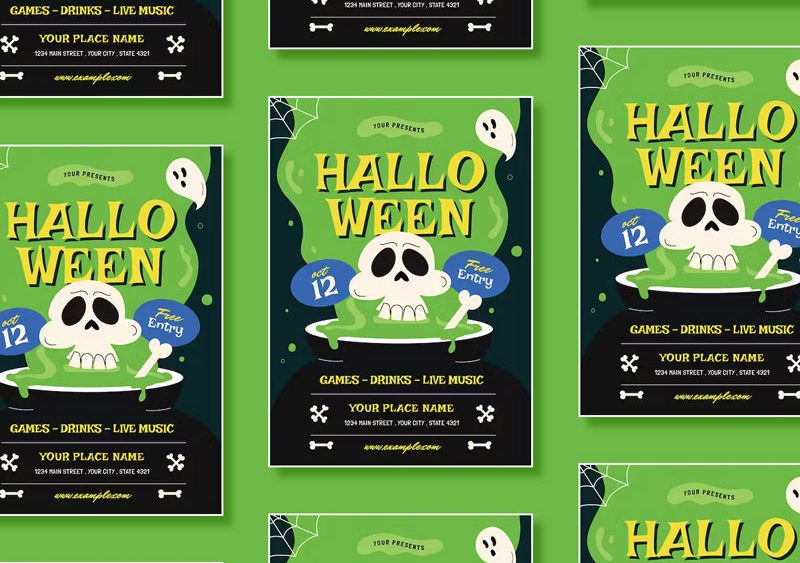 Modern Halloween Party Flyer Design Template