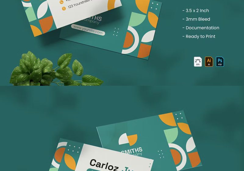 Retro Geometrical Business Card Design Template