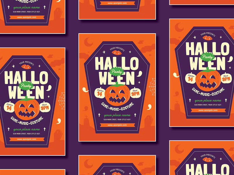 Retro-Halloween-Party-Flyer-Design-Template